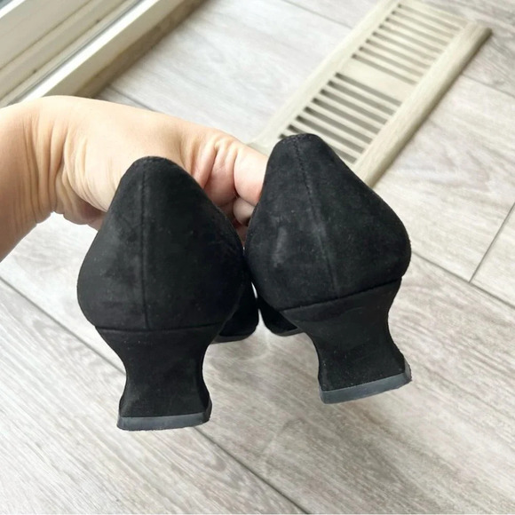 Stuart Weitzman Kitten Heel Suede Leather Square Toe Pumps - Picture 6 of 15